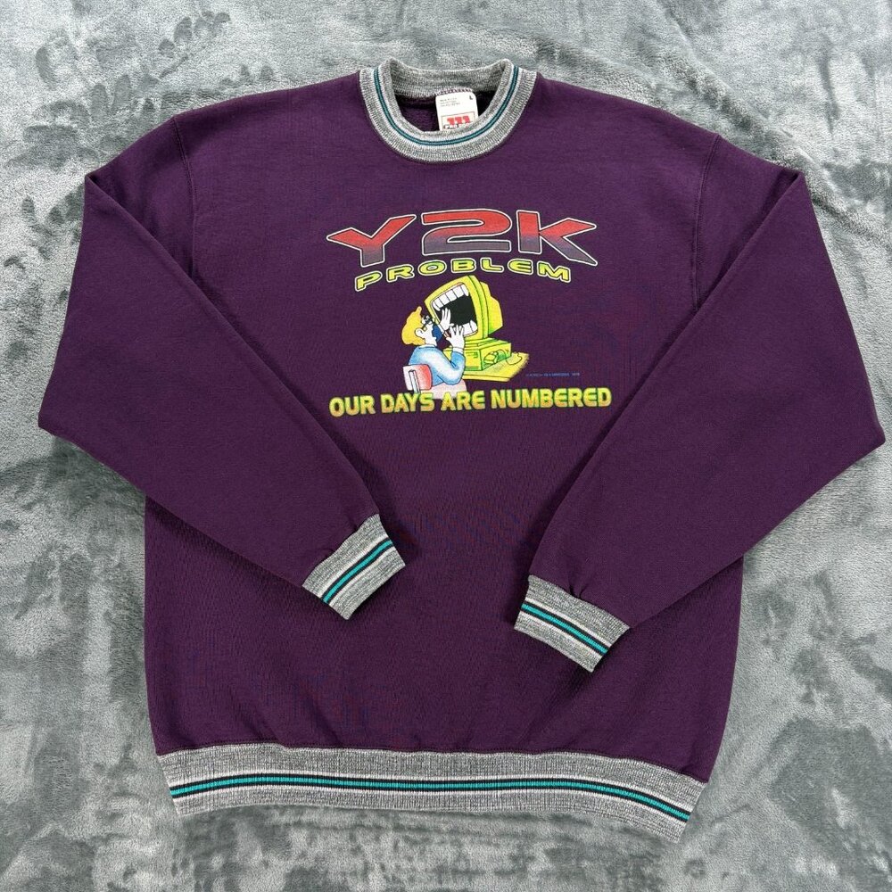 Vintage 1998 Y2K Problem Wilson Pro 500 Crewneck Sweatshirt Men L Made in USA - Picture 1 of 8